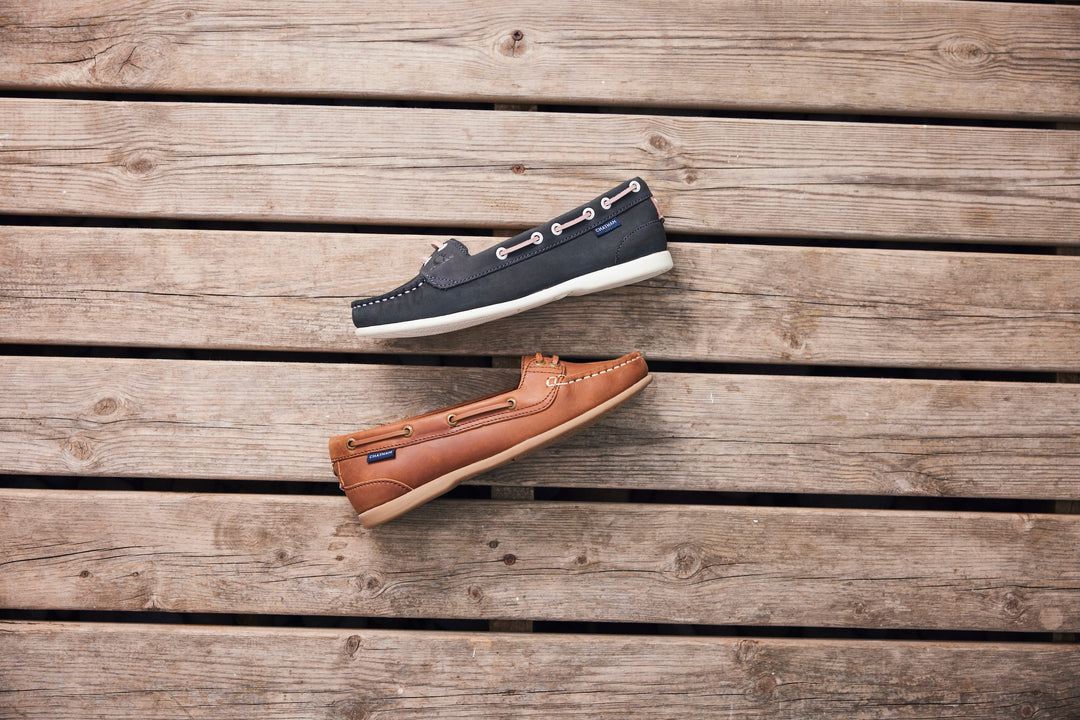 Chatham Women's Payar Leather Boat Shoe Navy/Pink