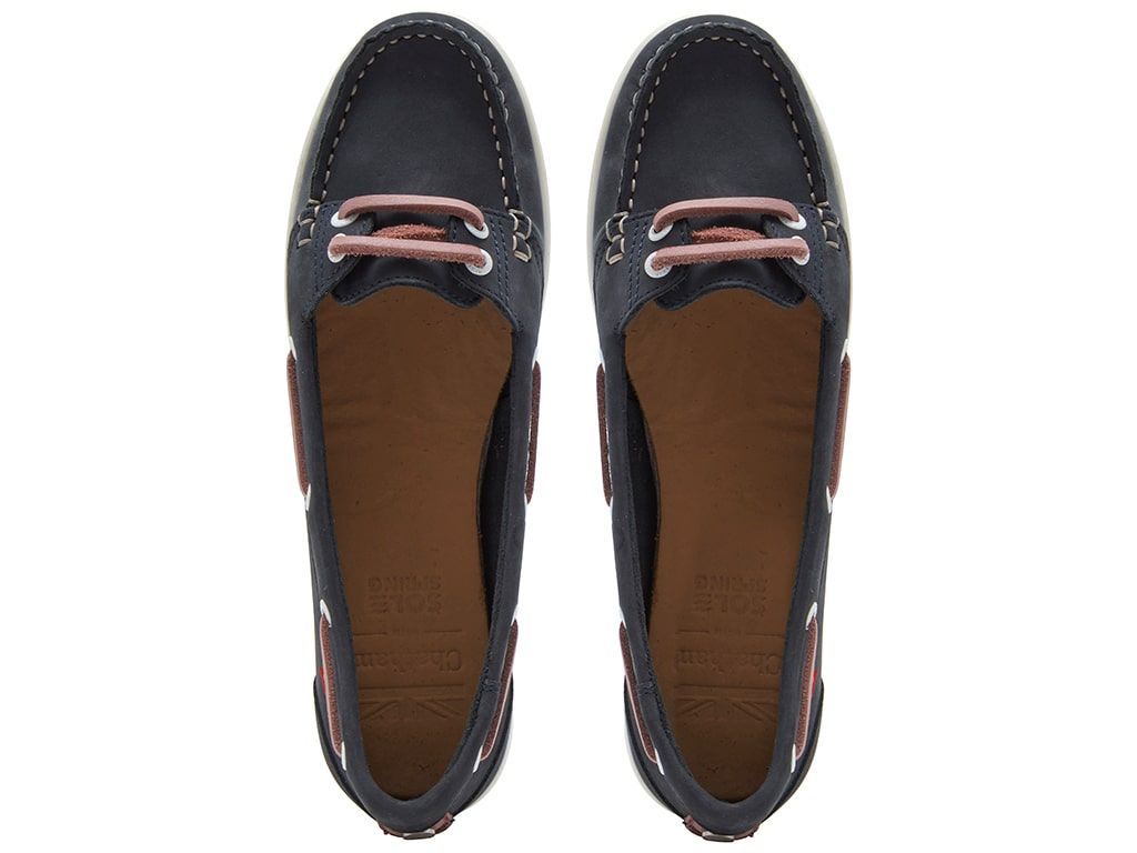 Chatham Women's Payar Leather Boat Shoe Navy/Pink