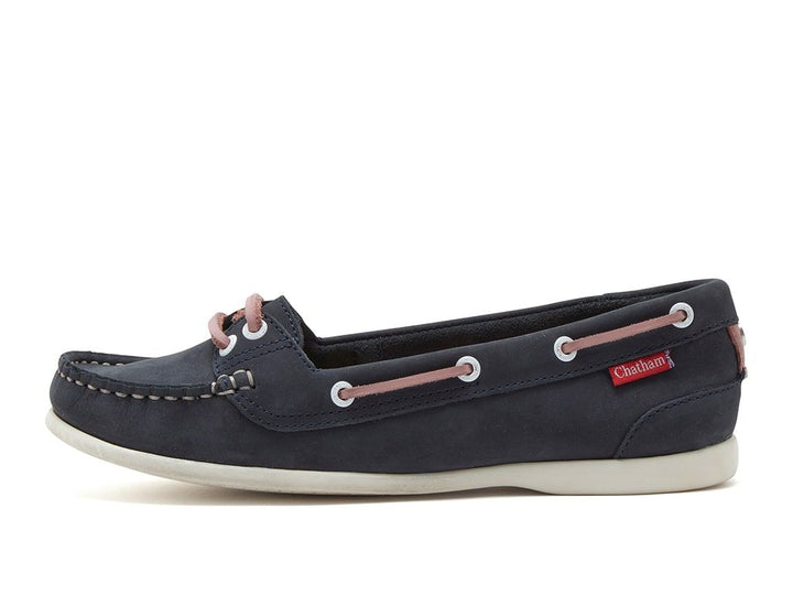Chatham Women's Payar Leather Boat Shoe Navy/Pink