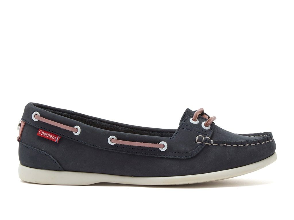 Chatham Women's Payar Leather Boat Shoe Navy/Pink
