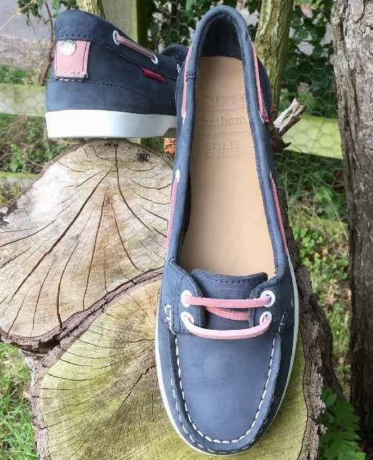 Chatham Harper Boat Shoe Navy Pink SALE Women s Deck Shoes