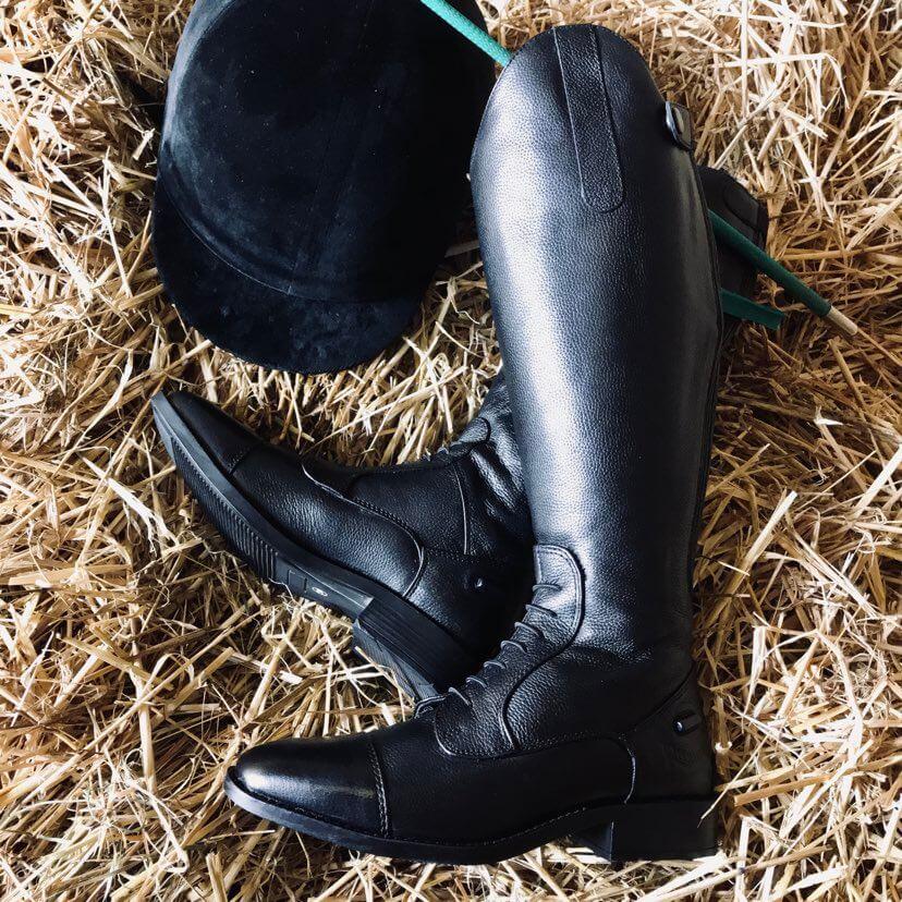 Rhinegold Extra Short Luxus Black Leather Riding Boot 4 Calf Widths BFR Equestrian Country