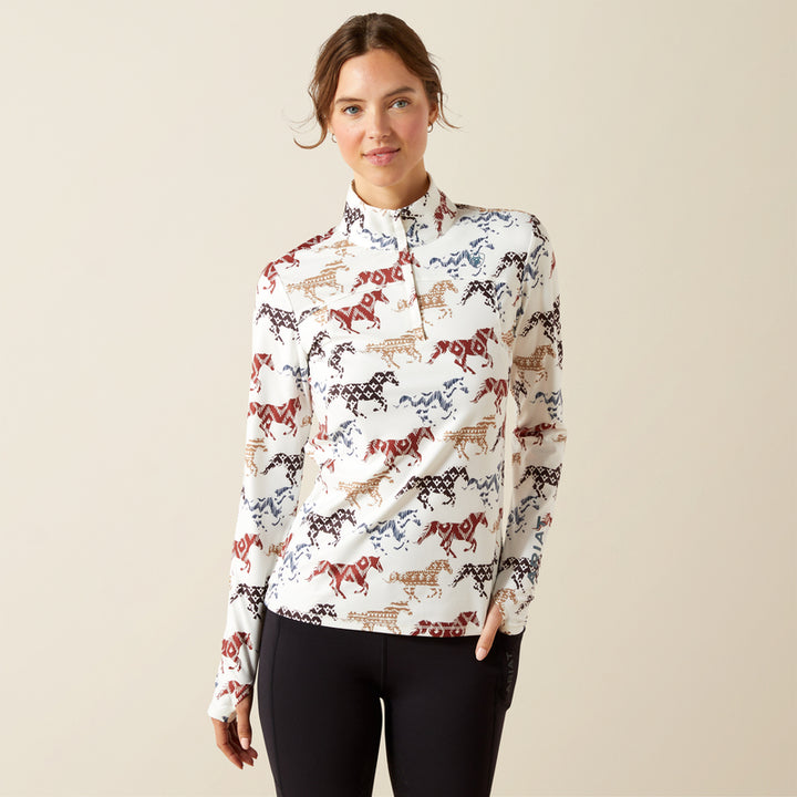 Ariat's Women's Lowell 3.0 1/4 Zip Baselayer - Painted Ponies Print