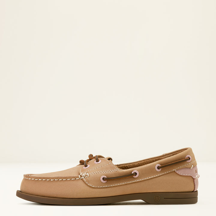 Ariat Women's Antigua Leather Boat Shoe Natural Tan