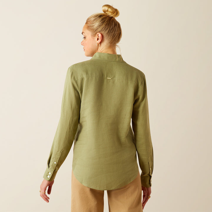 Ariat Women's Pocklington Blouse in Oil Green