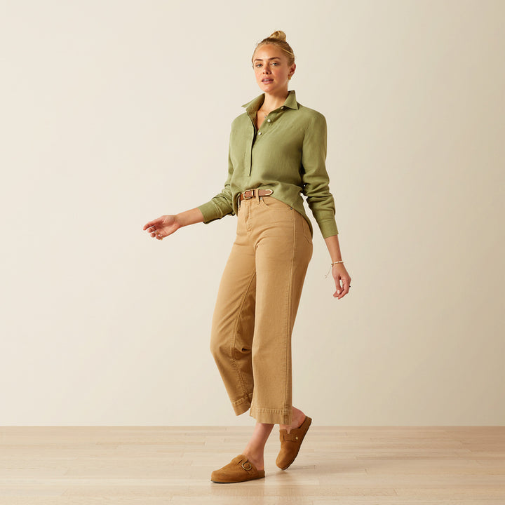 Ariat Women's Pocklington Blouse in Oil Green