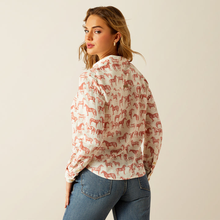 Ariat Women's Rudford Shirt in Blushing Horse