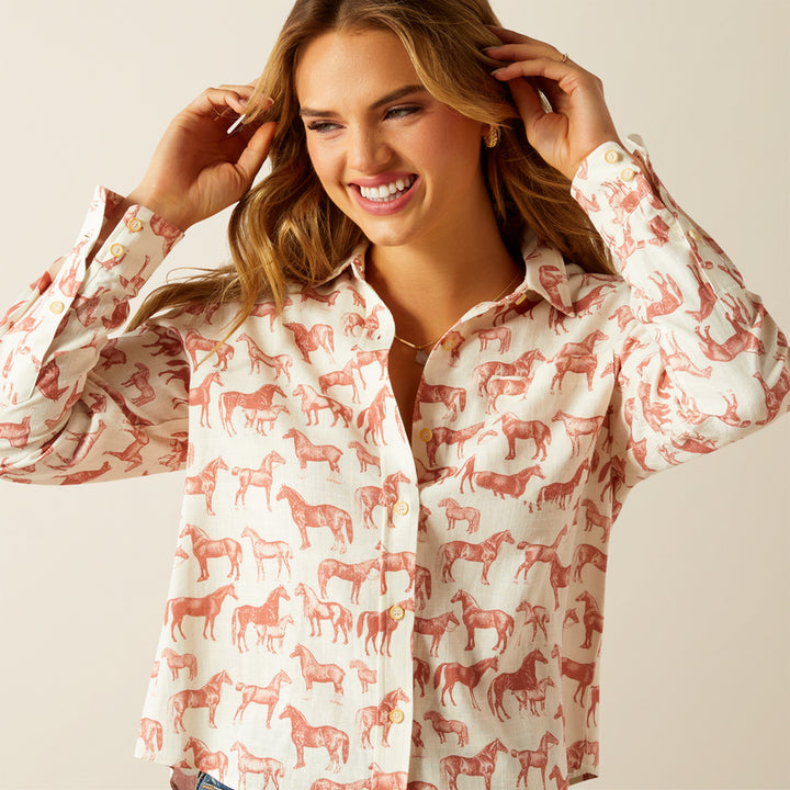 Ariat Women's Rudford Shirt in Blushing Horse