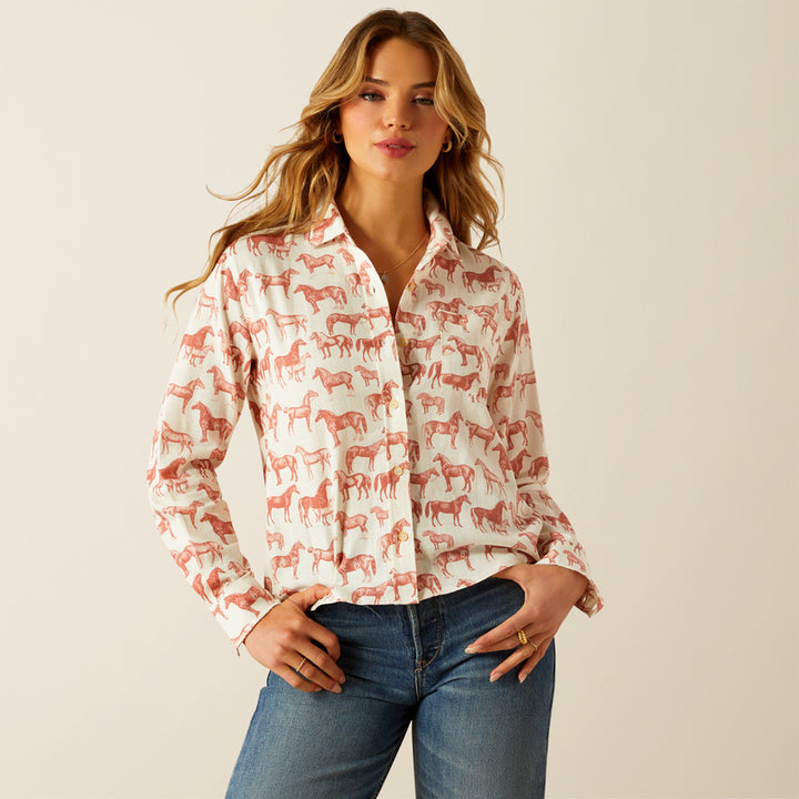 Ariat Women's Rudford Shirt in Blushing Horse