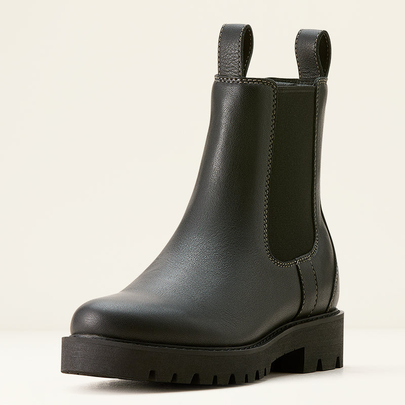 Ariat Women's Wexford Lug Waterproof Leather Chelsea Boot Jet Black