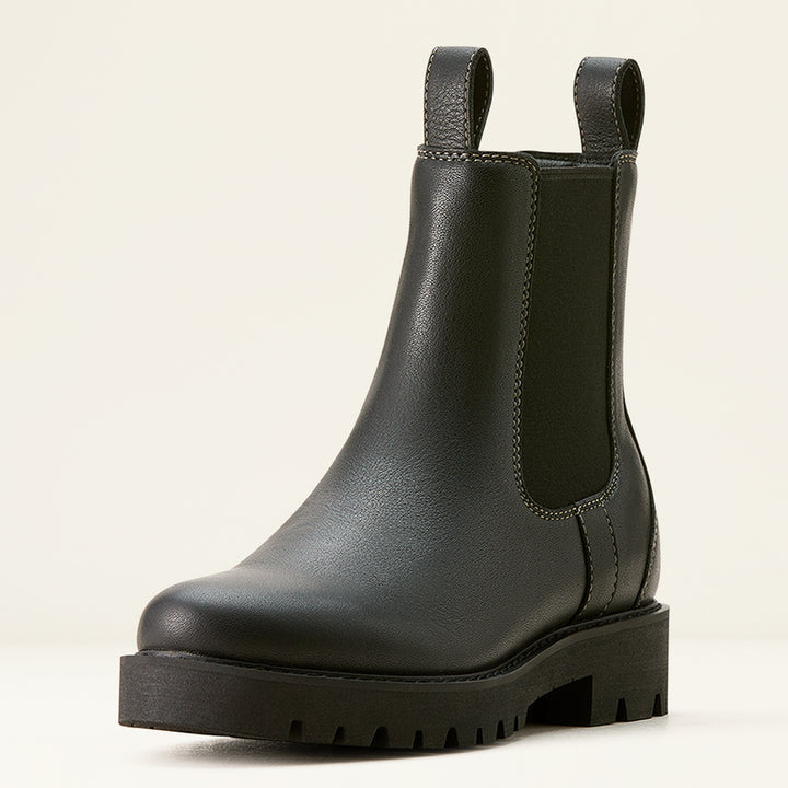 Ariat Women's Wexford Lug Waterproof Leather Chelsea Boot Jet Black