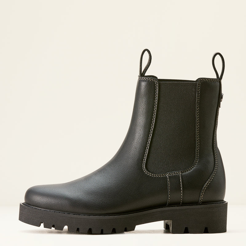 Ariat Women's Wexford Lug Waterproof Leather Chelsea Boot Jet Black
