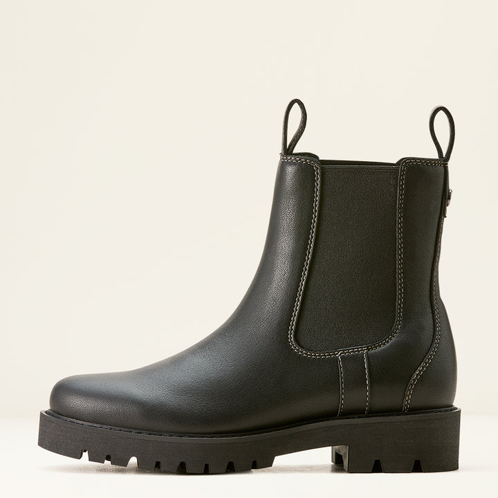 Ariat Women's Wexford Lug Waterproof Leather Chelsea Boot Jet Black