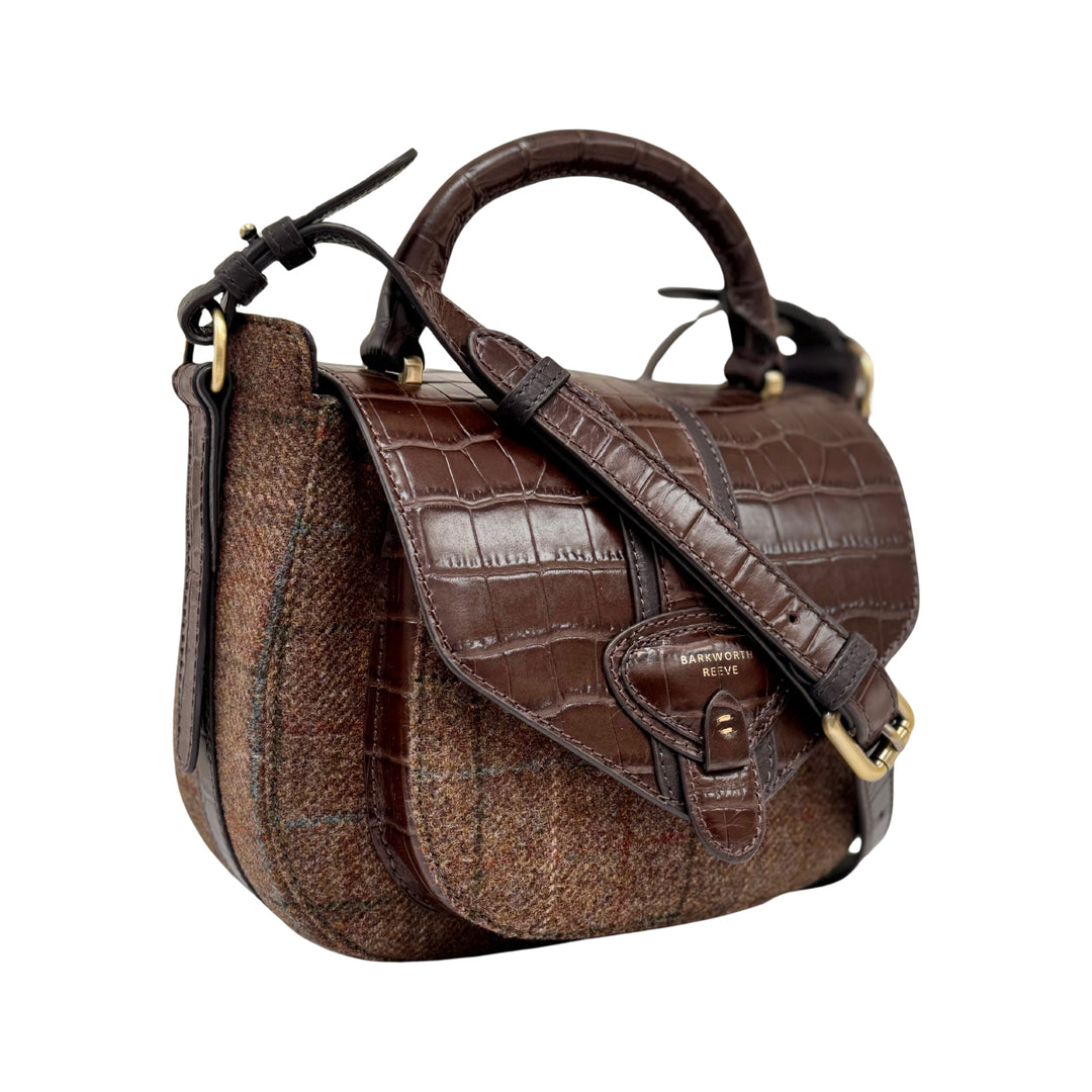 Barkworth Reeve Belton Saddle Bag Tweed and Croc Leather