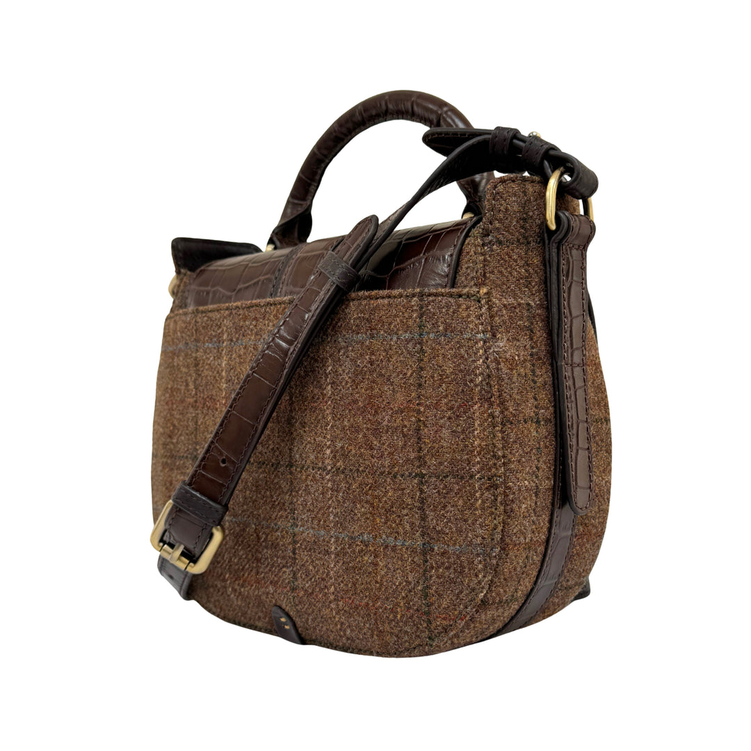Barkworth Reeve Belton Saddle Bag Tweed and Croc Leather