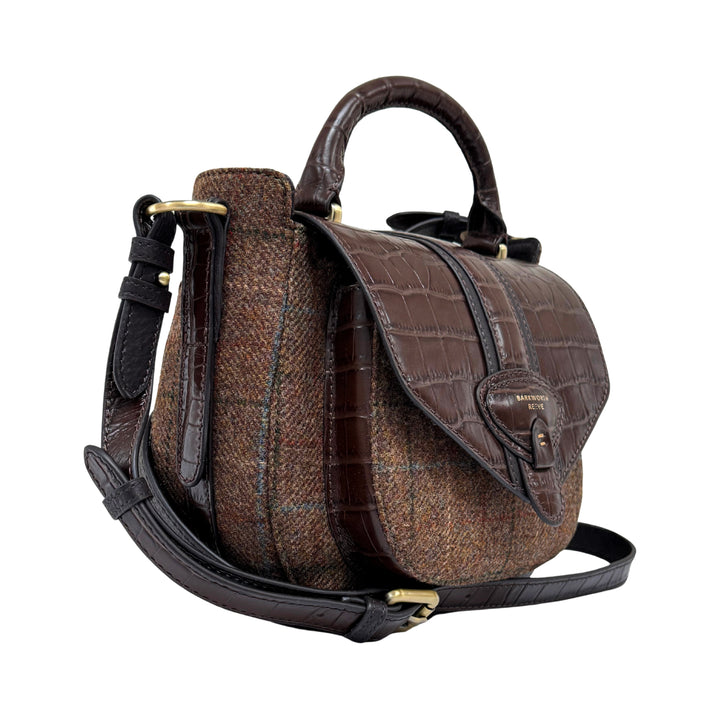 Barkworth Reeve Belton Saddle Bag Tweed and Croc Leather