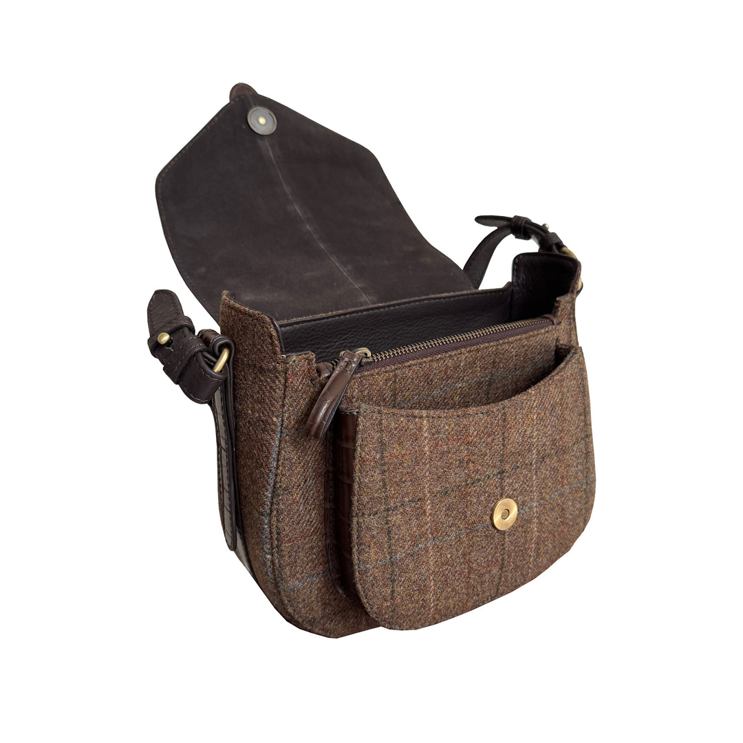 Barkworth Reeve Belton Saddle Bag Tweed and Croc Leather