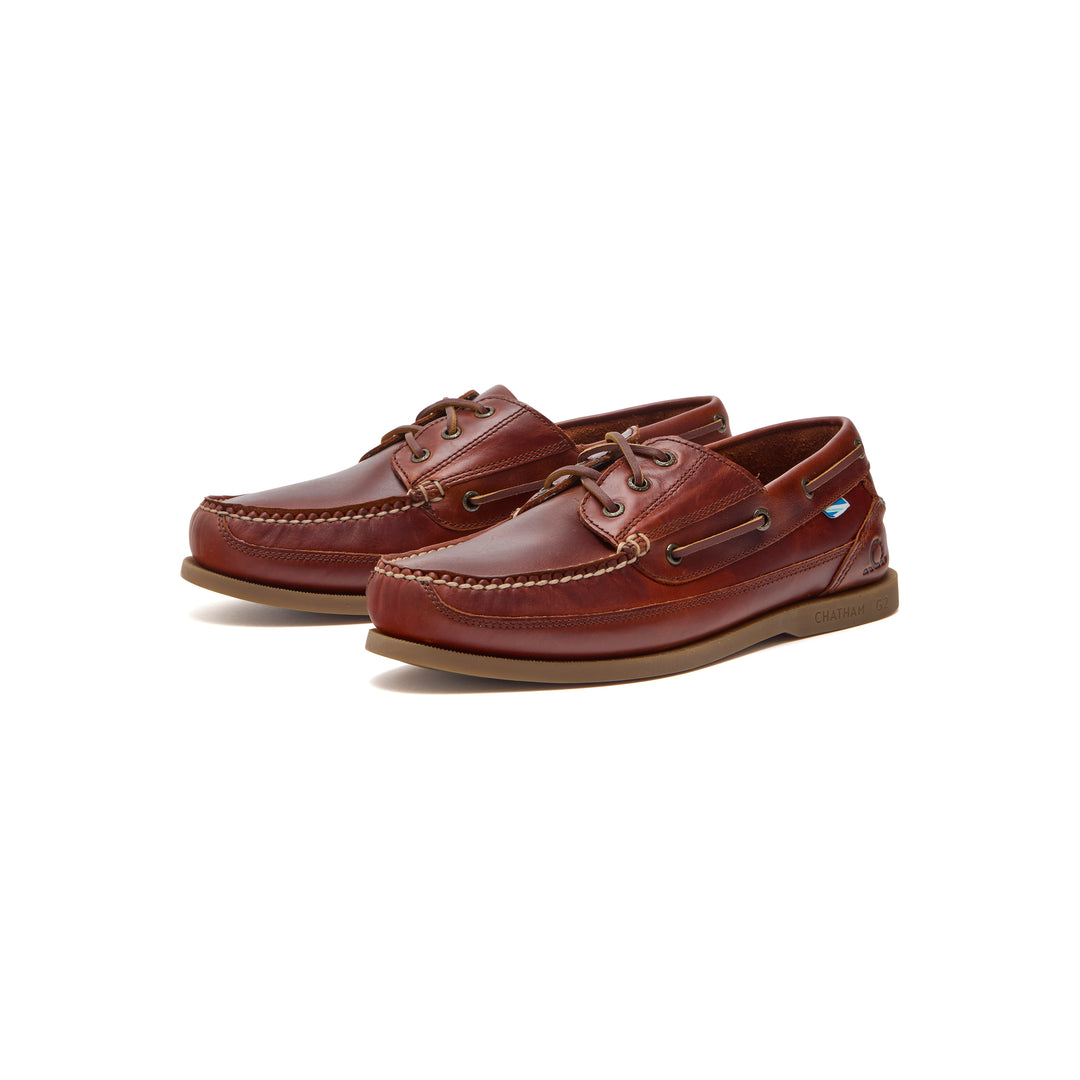 Chatham Rockwell II G2 Leather Wide Fit Boat Shoes Chestnut