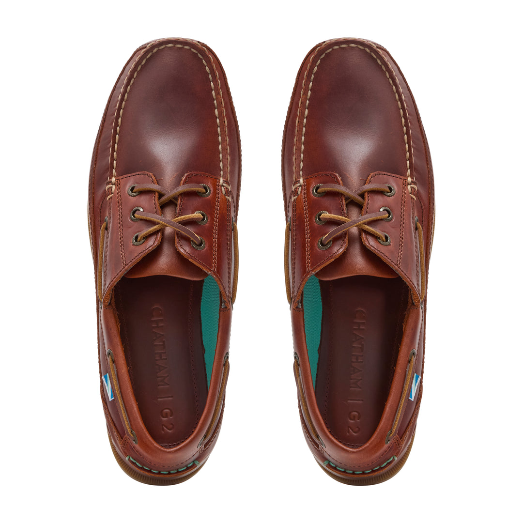 Chatham Rockwell II G2 Leather Wide Fit Boat Shoes Chestnut