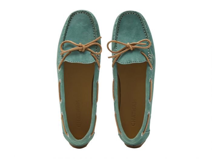 Chatham Women's Lustleigh Premium Suede Driving Moccasin Teal