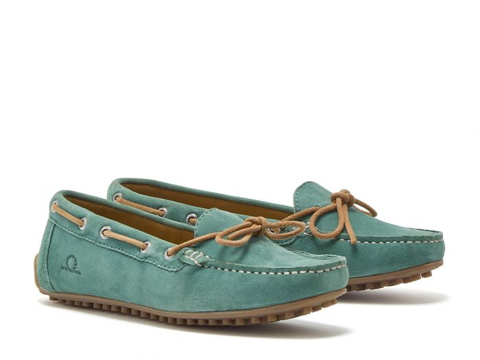 Chatham Women's Lustleigh Premium Suede Driving Moccasin Teal