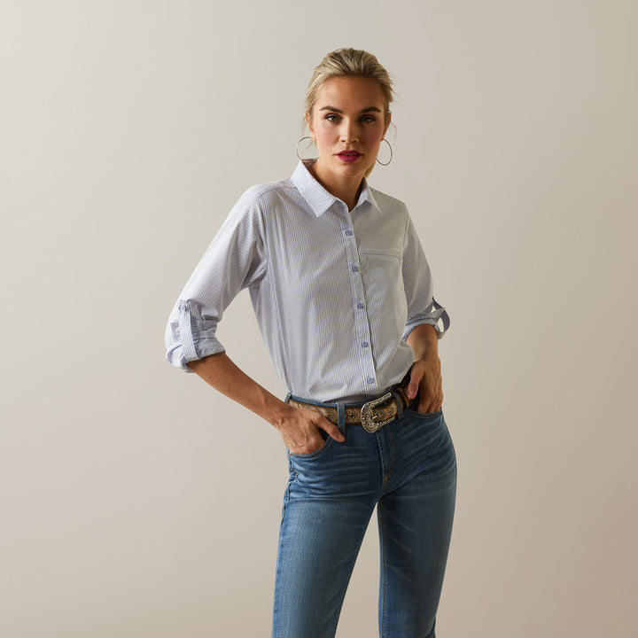 Ariat Women's VentTEK Stretch Shirt Classic Blue Stripe