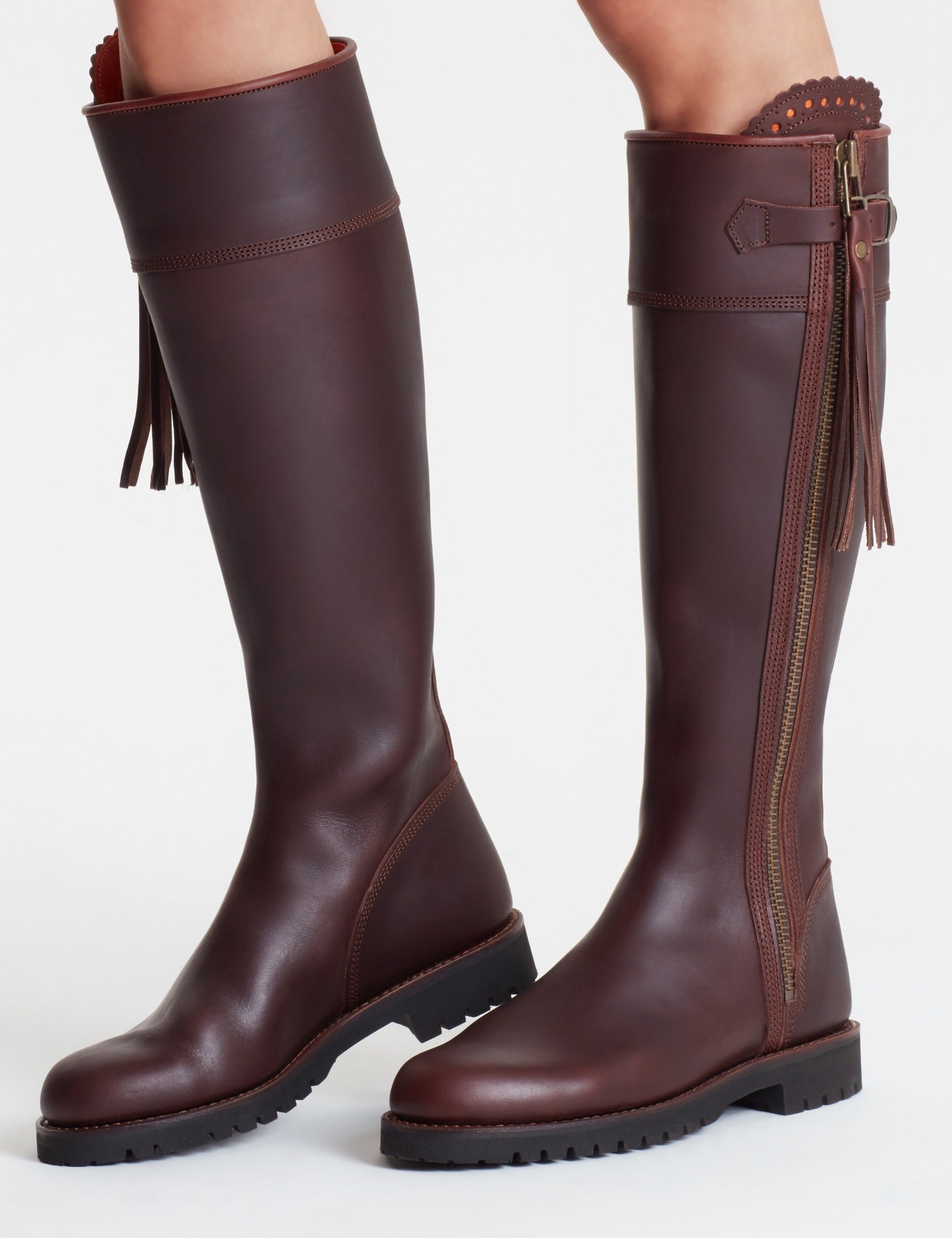 Penelope Chilvers Long Leather Tassel Boot Conker