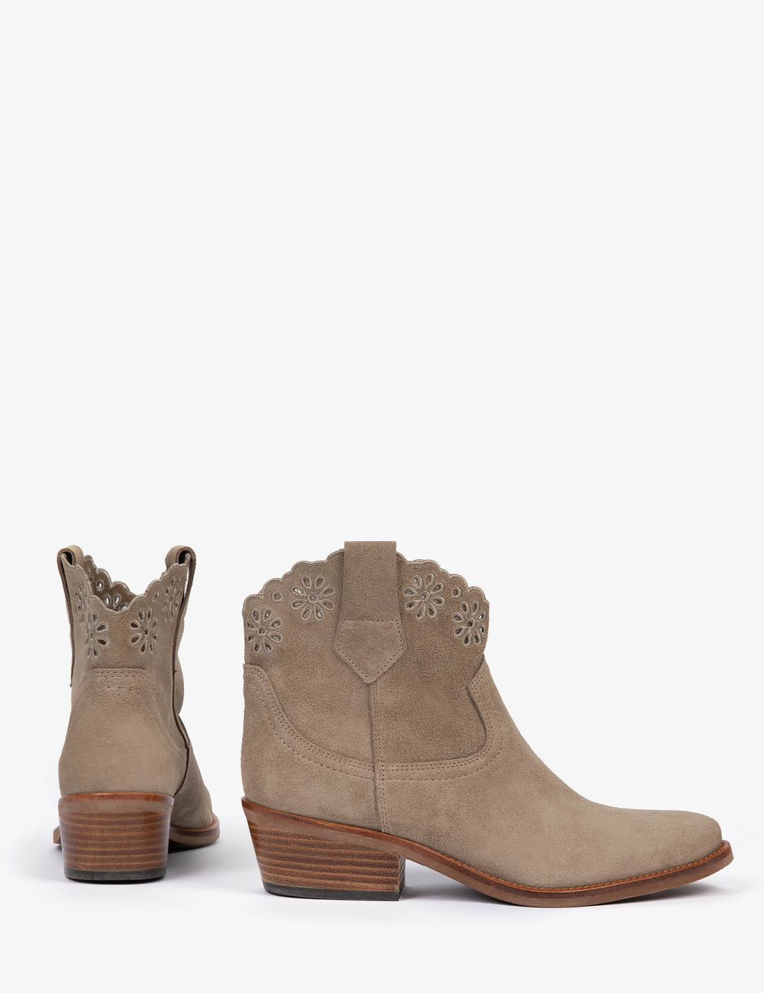 Penelope Chilvers Cali Broderie Suede Cowboy Boot - Sand