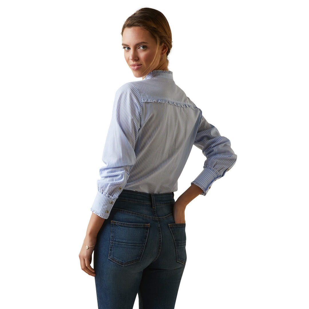 Ariat Women's Clarion Long Sleeve Blouse Powder Blue Stripe