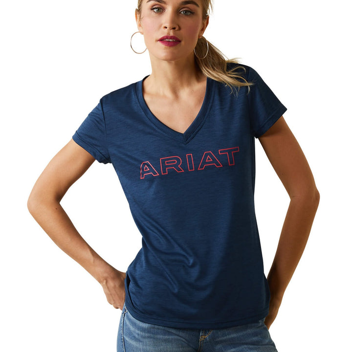 Ariat Women's Short Sleeve Laguna V Neck T Shirt in Navy