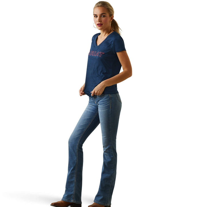 Ariat Women's Short Sleeve Laguna V Neck T Shirt in Navy