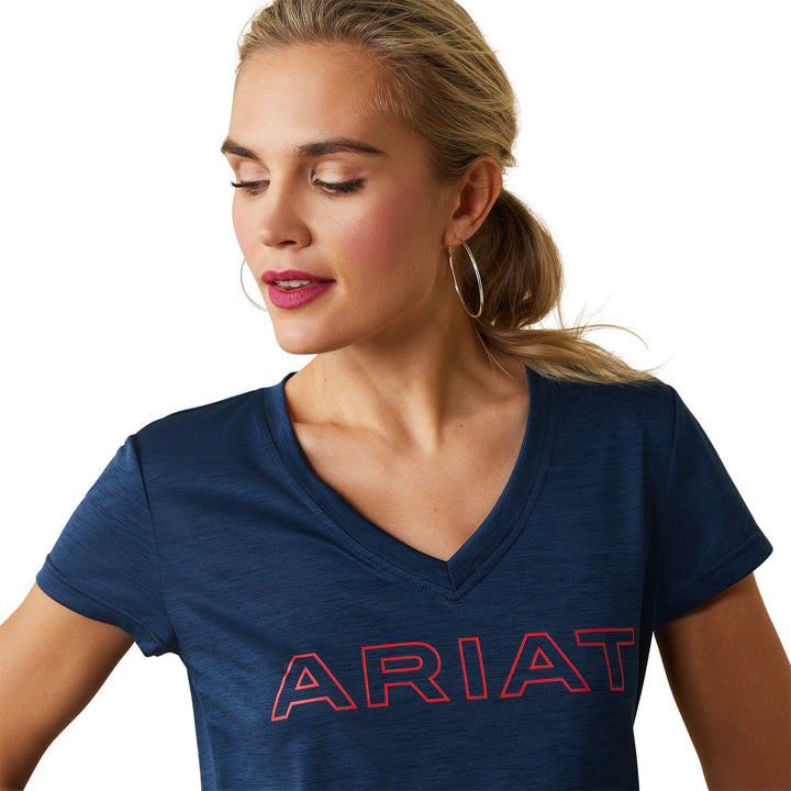 Ariat Women's Short Sleeve Laguna V Neck T Shirt in Navy