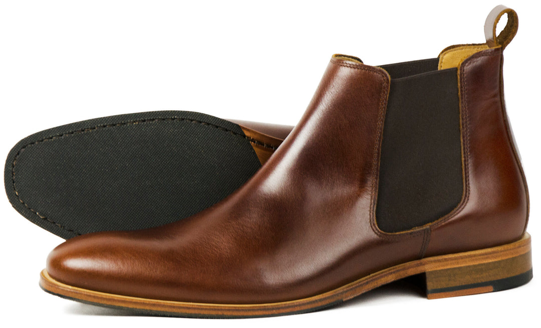 Orca Bay Brompton Men's Premium Chelsea Boots in Brown Pull-up