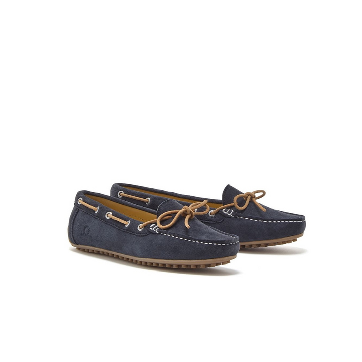 Chatham Women's Lustleigh Premium Suede Driving Moccasin Navy