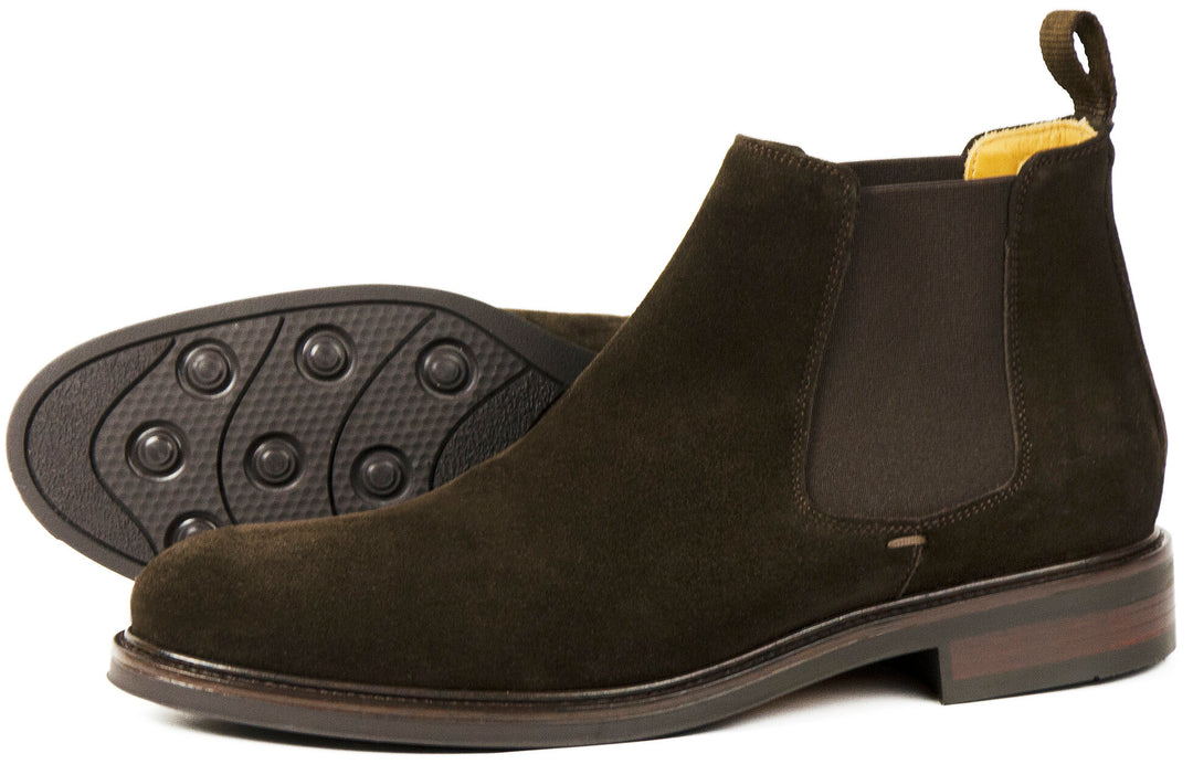 Orca Bay Chalfont Men's Premium Chelsea Boots in Brown Suede