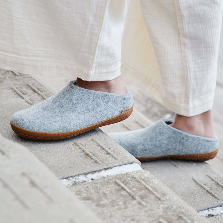 Glerups Slip-On Wool Slippers  – Grey