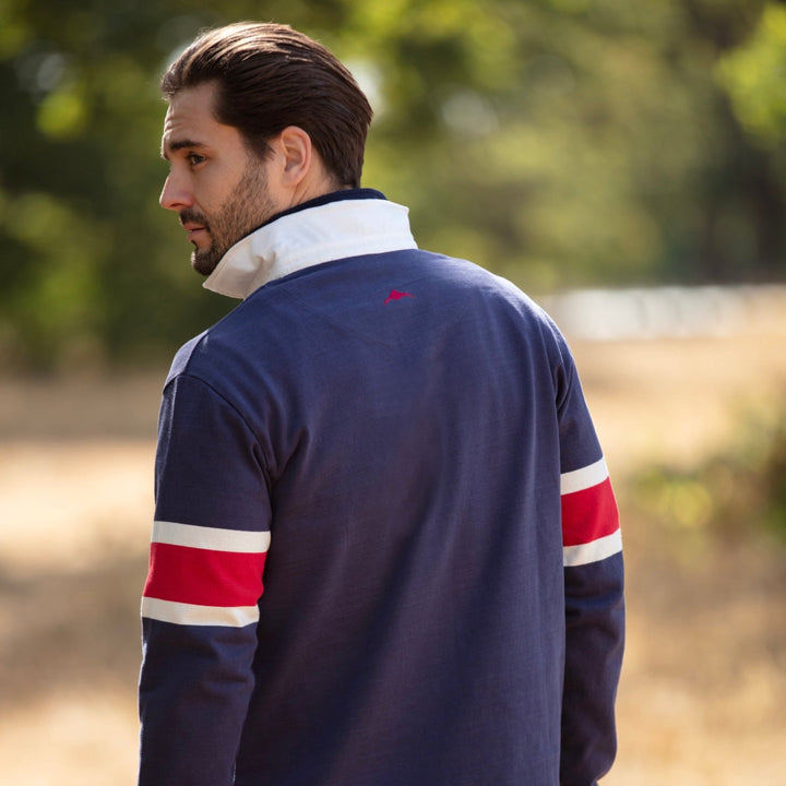 Bullwren Hooped Rugby Shirt Navy/Chilli