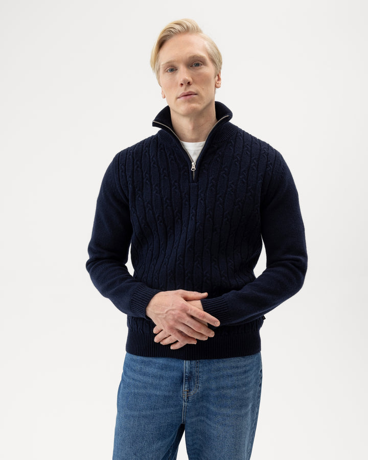 Holebrook Men's Alvin Merino Cashmere Windproof Jumper Navy