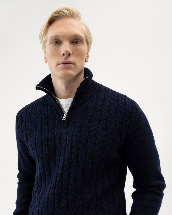 Holebrook Men's Alvin Merino Cashmere Windproof Jumper Navy