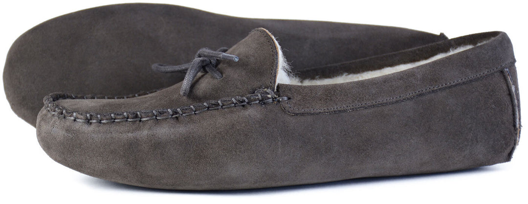 Orca Bay Shawnee Men's Sheepskin Indoor Shoes in Dark Brown Suede