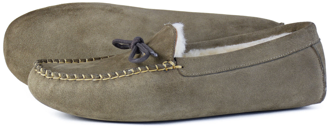Orca Bay Shawnee Men's Sheepskin Indoor Shoes in Stone Suede