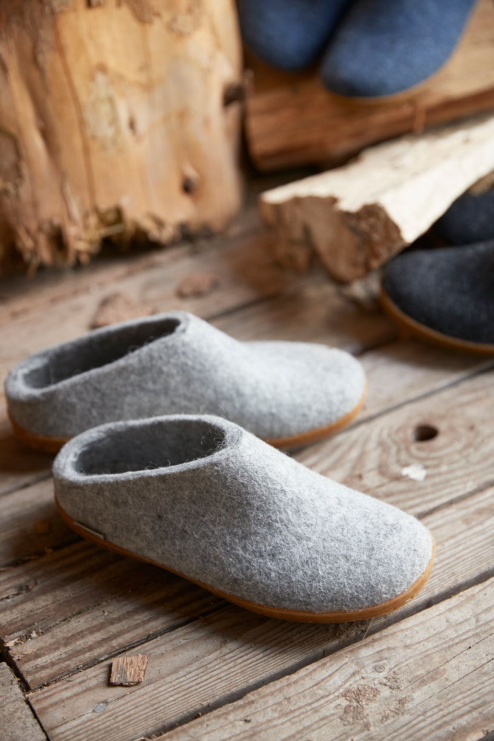 Glerups Slip-On Wool Slippers  – Grey