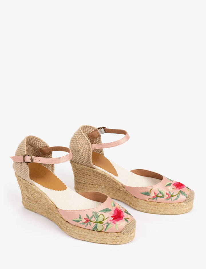 Penelope Chilvers Mary Jane Butterfly Embroidered Satin Espadrille