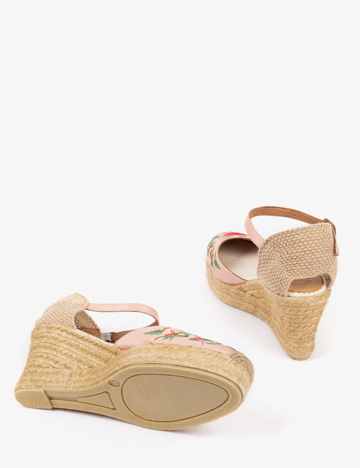 Penelope Chilvers Mary Jane Butterfly Embroidered Satin Espadrille