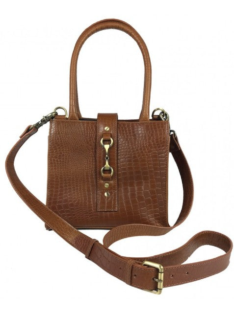 Grays Country Gifts Mini Alice Leather Handbag  in tan leather moc croc style