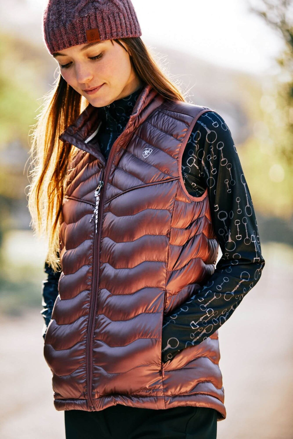 Ariat Womens Ideal Down Gilet  Sleeveless jacket in Wild Ginger Colour