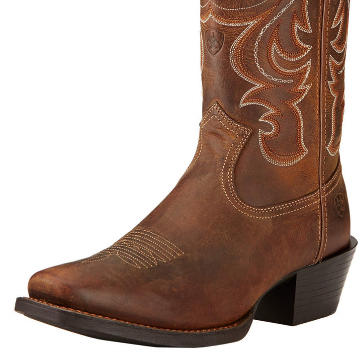 Ariat Mens Sport Square toe western cowboy boot in powder brown leather