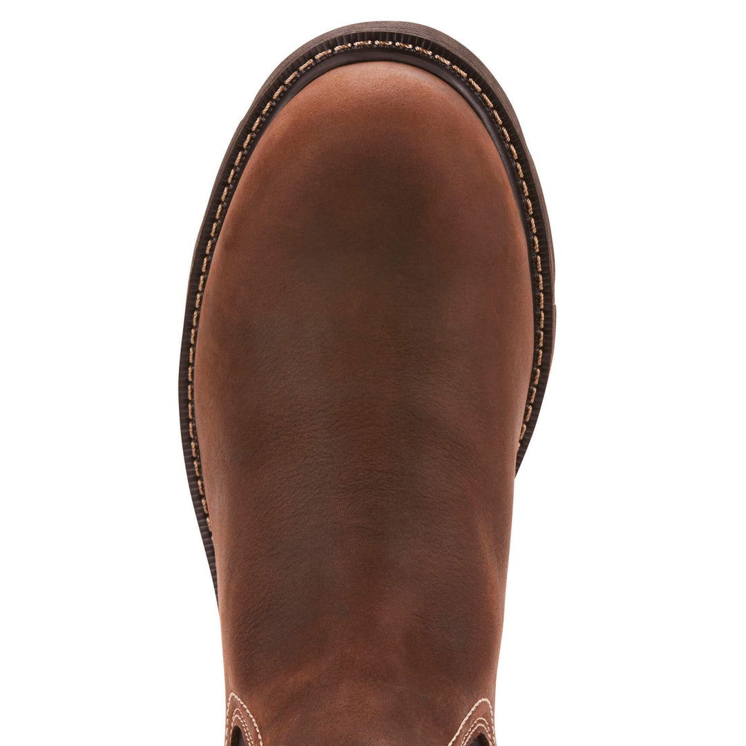 Ariat Men's Groundbreaker Chelsea Waterproof Steel Toe Work Boot Dark Brown Leather