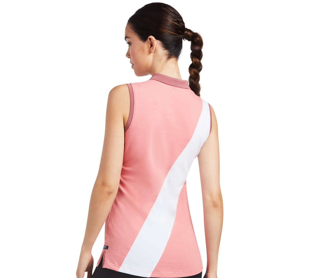 Ariat Women's Taryn Sleeveless Polo Top Peach Blossom organic cotton top