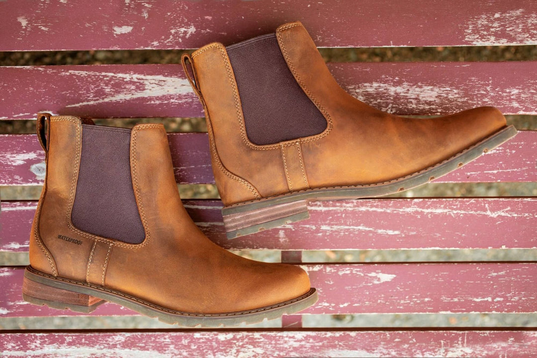 Ariat Wexford Waterproof Chelsea Boots For Women - Leather, Weathered Brown, Comfort ATS, Size 8